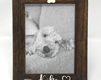 Brown Rustic Pet Memorial Frame, Custom Engraved Keepsake, Dog Cat Rainbow Bridge Sympathy Gift, Personalized Pet Loss Frame 5x7