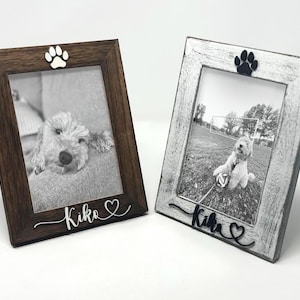 Cadre photo pour animal de compagnie avec nom et patte de chien ou de chat