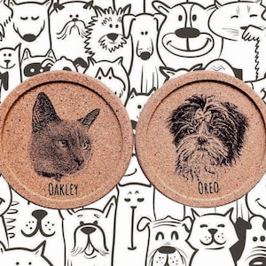 Pet Portrait Coaster Personalized Pet Gift Holiday Birthday Celebration Gift Custom Pet Keepsake Memorial Gift Puppy
