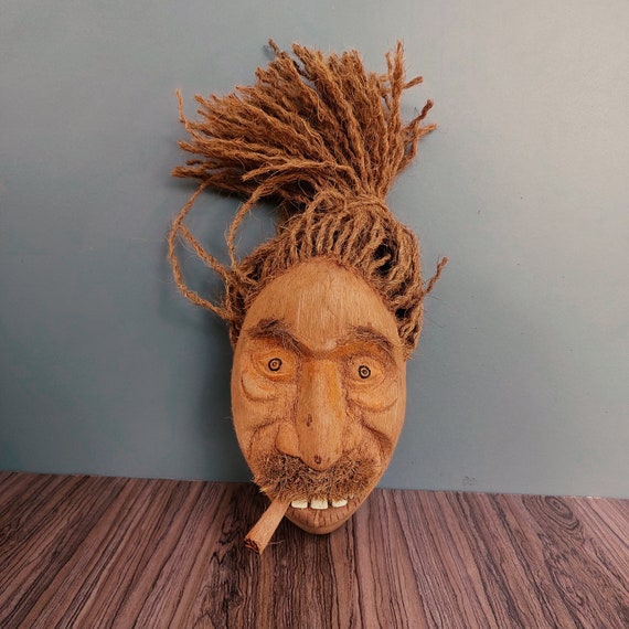 Handcarved Coconut Head Hand Crafted Coconut Head Wall Etsy