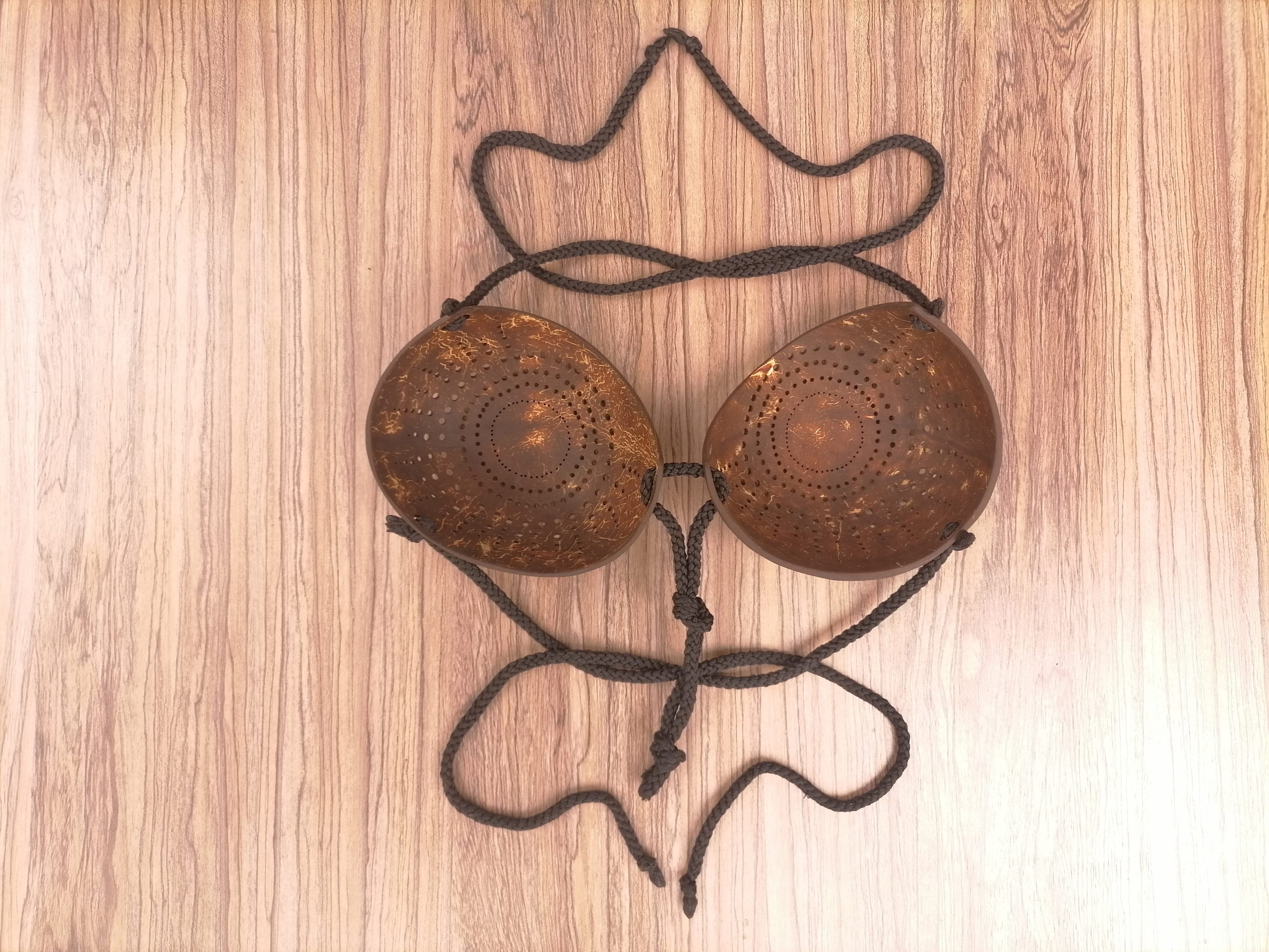 narrenkiste O41074 Brown Women's Coconut Bra Hawaii Costume: : Toys