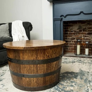Handcrafted Round Half-Barrel Coffee Table – Rustic Vintage Home Decor Handcrafted High Quality Long Lasting