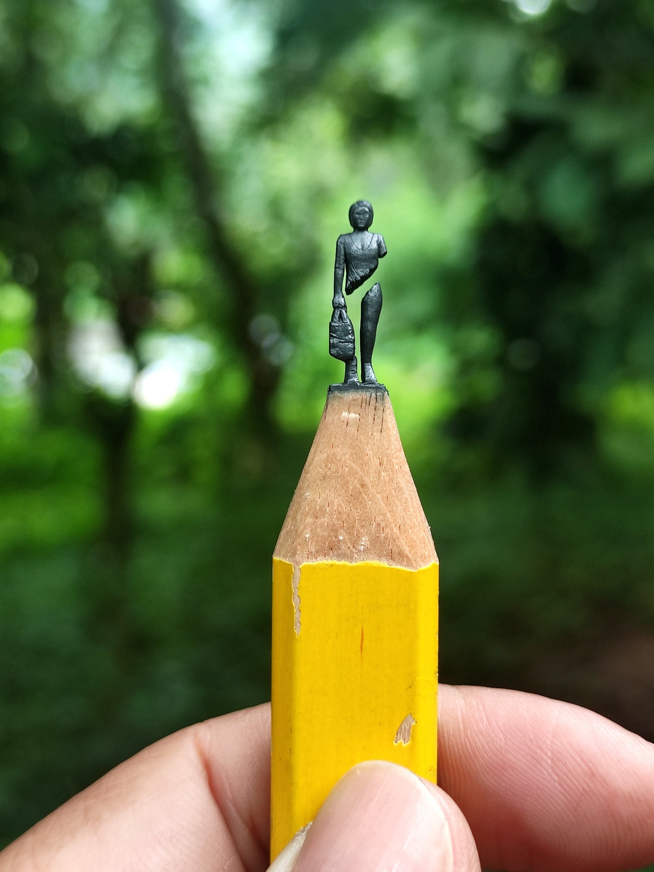 Unique Pencil Carving of Abstract Women Sculpture Pencil
