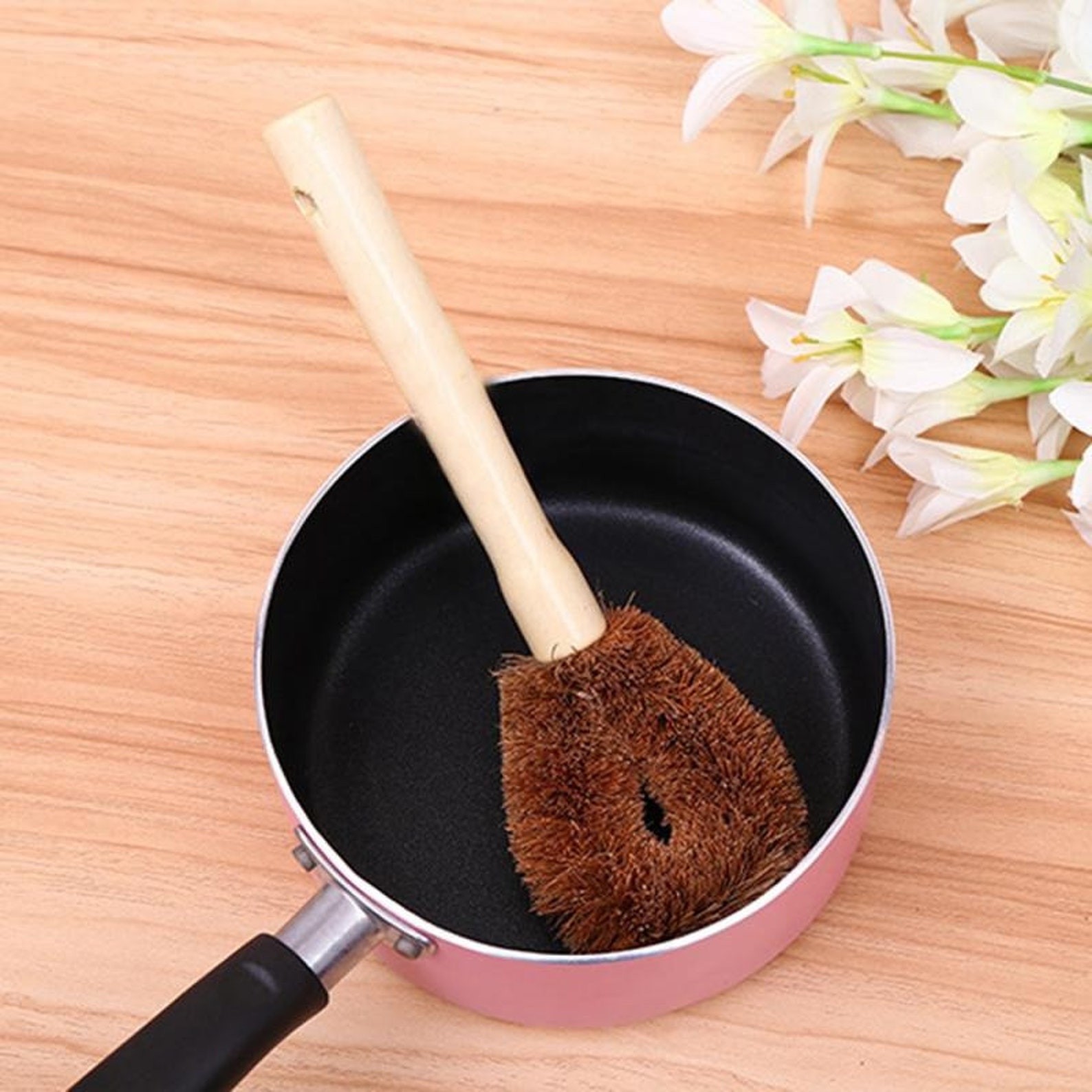 Handmade Coconut Brush For Oil Cleaning Coconut Fiber Brush Etsy