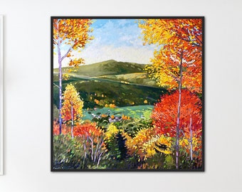 Vermont Herbst Ölgemälde: New England Herbstliche Landschaft, 96 x 92 cm
