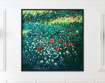 ポピーフィールドの油絵オリジナルアートワークキャンバスに描かれた