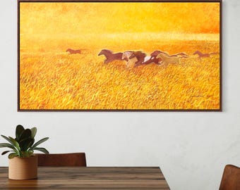 Pintura de caballo grande sobre lienzo, pintura de caballo personalizada, arte de caballo colorido, pintura al óleo occidental, pintura abstracta de caballo, arte vaquero moderno