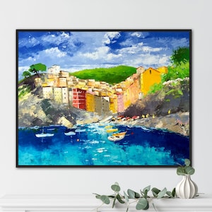 Riomaggiore Italy Painting: Colorful Impasto Oil Artwork