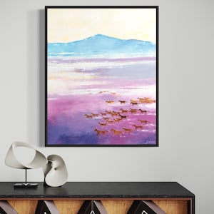 Running horses painting on canvas, original horse art, montana canvas art, western landscape painting, southwest landscape, horse painting