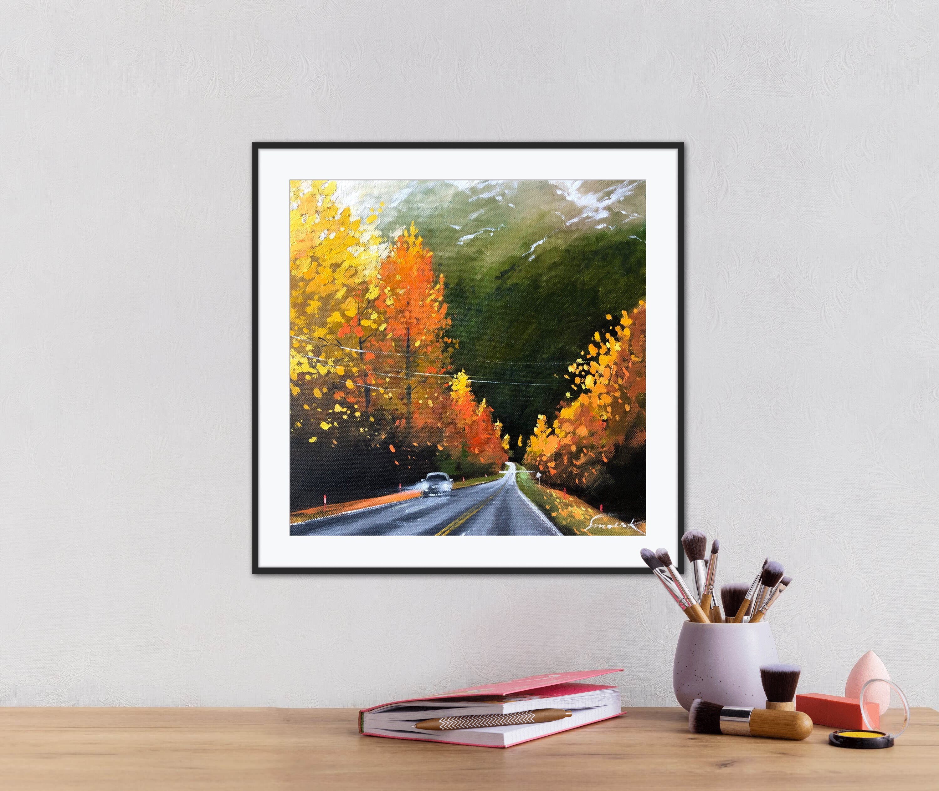 油絵 絵画 【秋の道】 油絵 ハガキ絵画額付き【秋の道】 絵画 HR 通販 12545289｜Creema