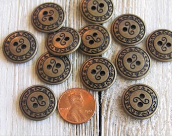 BRASS BUTTONS, BOHO Antique Brass Buttons, 6 pieces