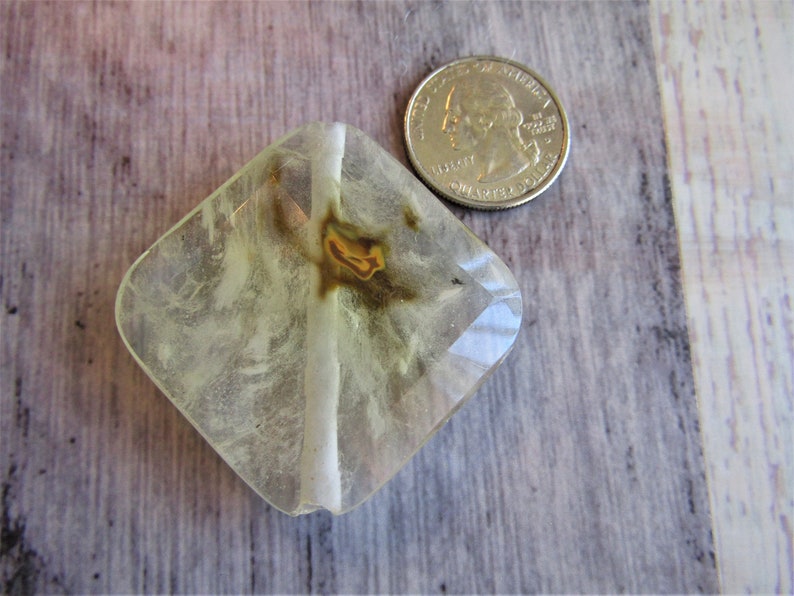 YELLOW QUARTZ FOCAL Stone Bead Faceted Quartz Focal for Jewelry Making Diagonally Drilled Yellow Quartz Bead