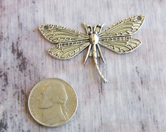 DRAGONFLY LINK for Jewelry Making, Pewter Dragonfly Connector, 3 pieces