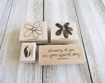 Art Stamp Set, All Occasion stamp set, Stampin' Up! stamp set  "Remembering You" set of 4, Gently used