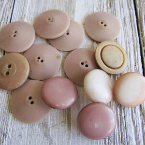 VINTAGE BUTTONS, 13 Vintage Plastic Buttons in NEUTRAL Colors