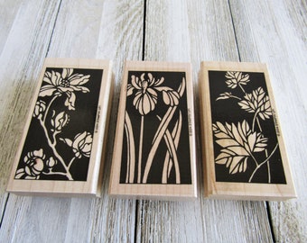 ART Stamp Set, Floral Stamp Set,  Stampin' Up! "Botanical Garden" set of 3 stamps, All Occasion design,  Gently Used