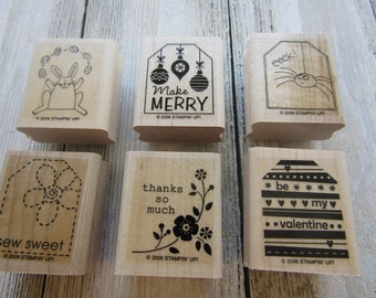 ALL OCCASION GIFT Tags Stamp Set, "Tags So Much" by Stampin' Up! set of 6, Wood mounted stamps