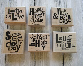 ALLE OCCASION GREETINGS Stempel Set, "Alphabet Eintopf" Set von Stampin' Up!, 6 dekorative Schriftzug Grüße Briefmarken