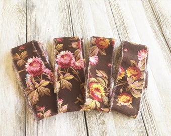 Vintage Floral Fabric Ribbon, Hand Torn Cotton Craft Strips