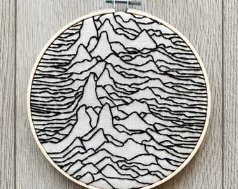 JOY DIVISION logo embroidery hoop art modern embroidery, wall art decor, perfect gift for architecture or music lover, gift fan