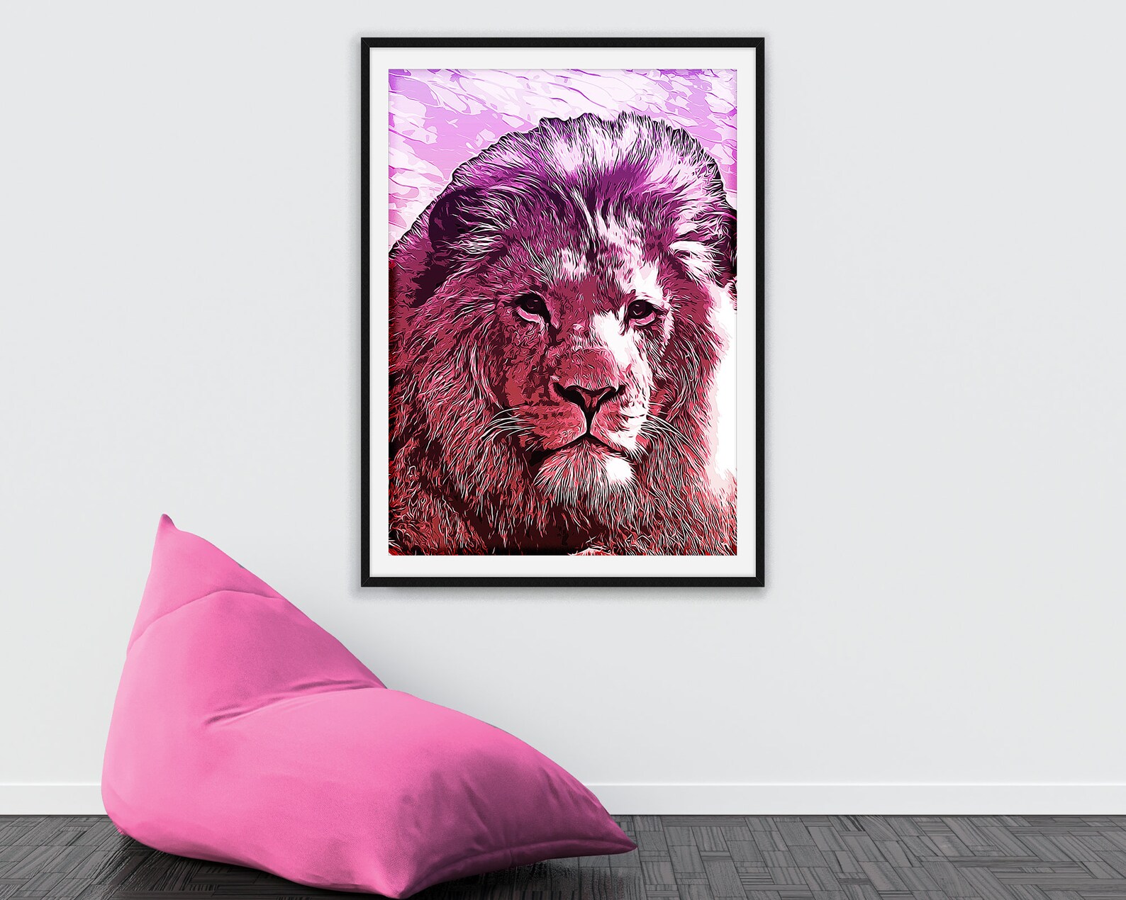 NURSERY ANIMAL ART Lion Pink Artwork Digital Download Baby Etsy