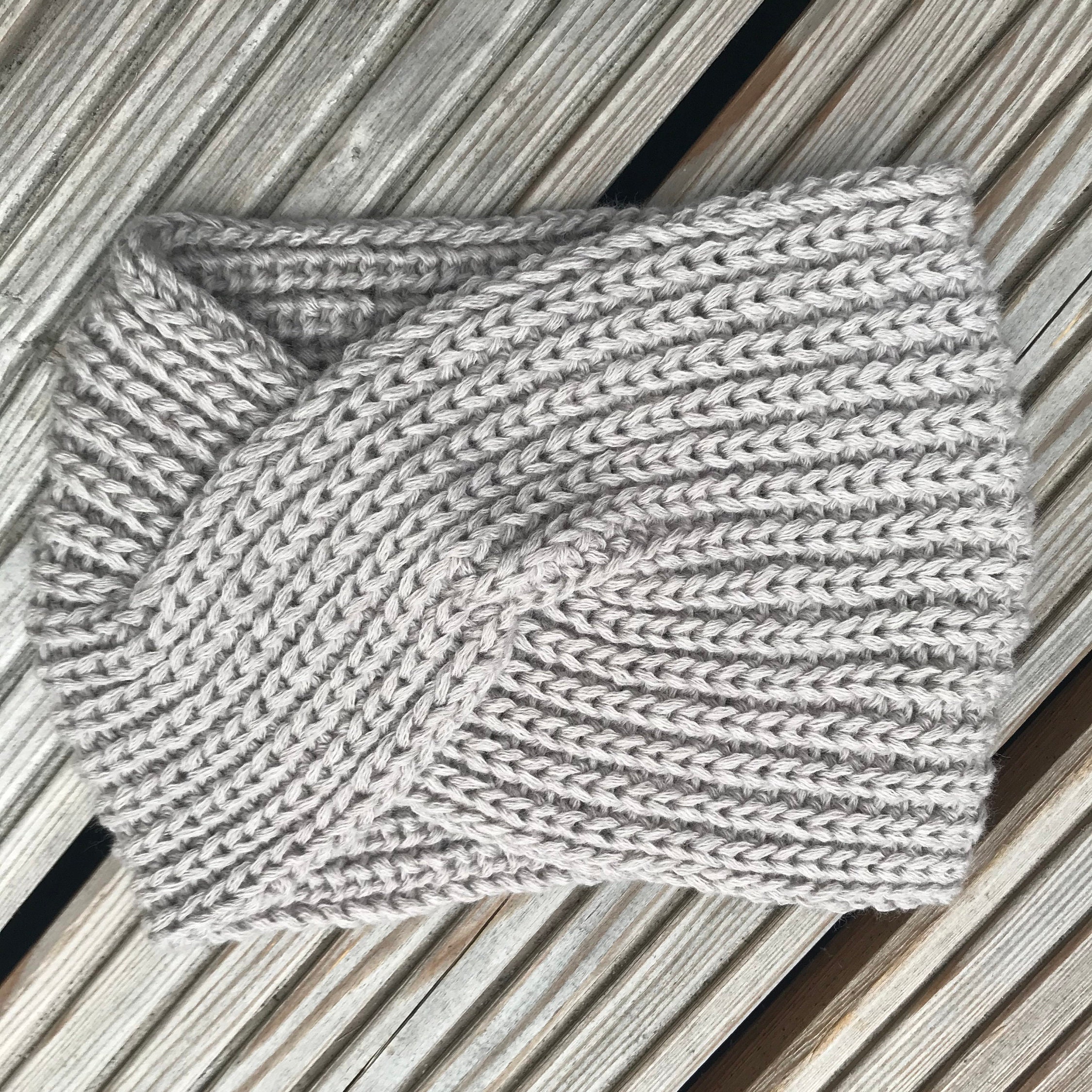 Headband wide braided Greige grey 90 merino wool super Etsy