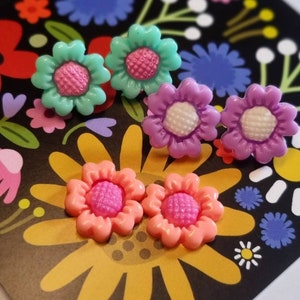 Pastel Floral Flower Stud Earrings