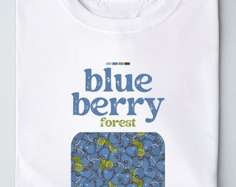 Blueberry Forest Shirt, Soft Comfortable Tee, Botanical Tshirt, Cottage Core Tee, Screen Print T-Shirt, Graphic Tee, Foodie Clothing Gift