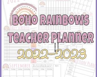 Boho Rainbows Teacher Planner 2022-2023