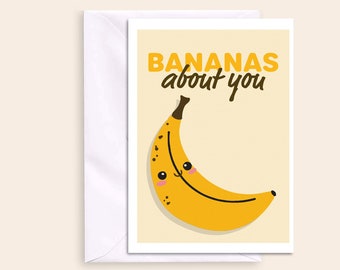 Funny Anniversary Card For Him, Bananas About You, Card For Boyfriend, First Anniversary Gift For Him