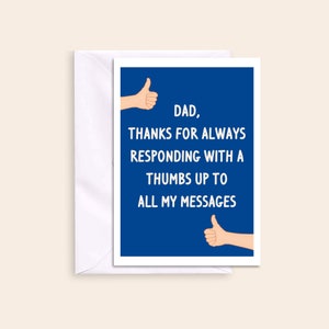 Birthday Card For Dad, Dad Card, Birthday Gift For Dad, Personalised Dad Card, Funny Thumbs Up React Card