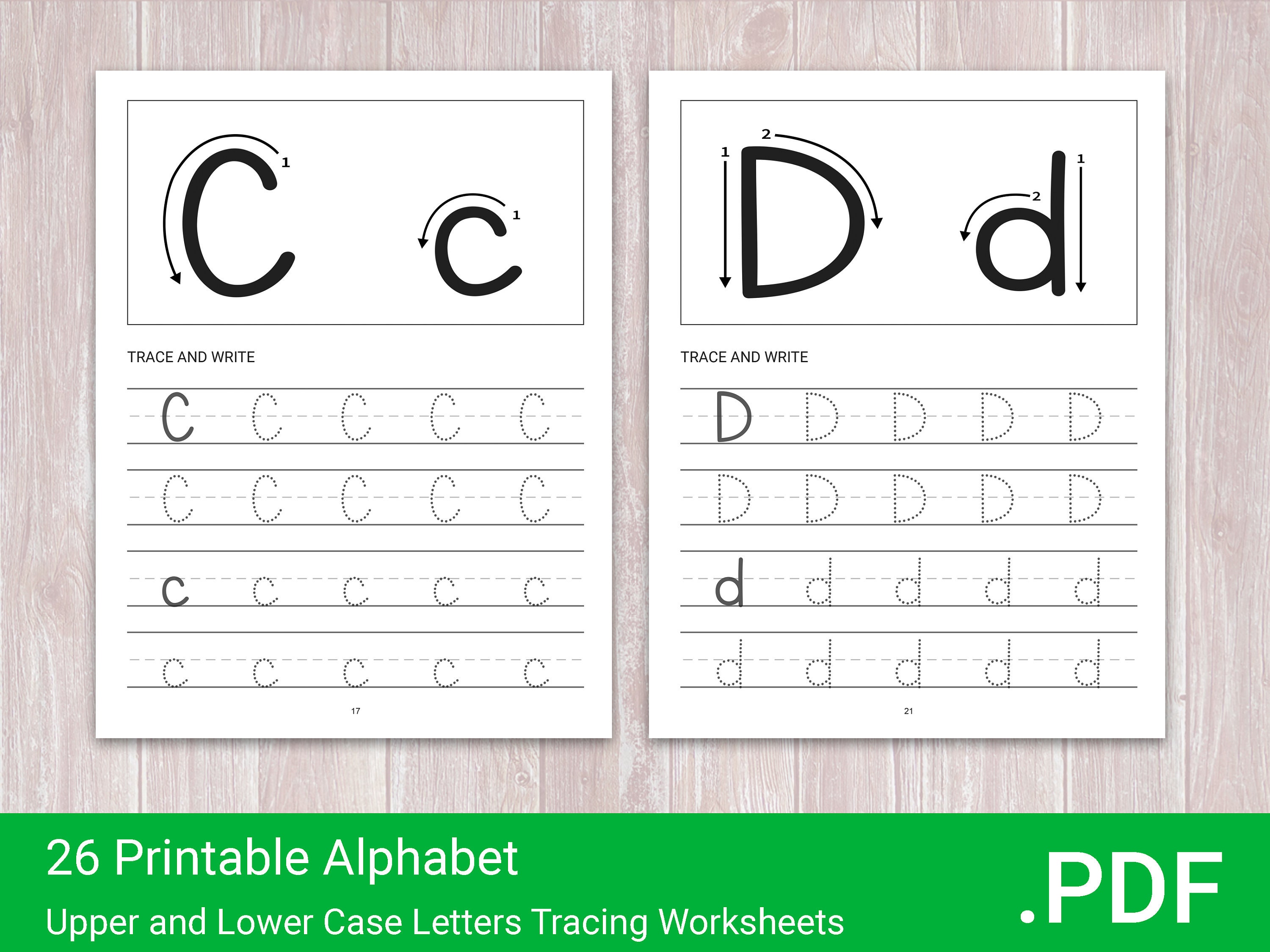 26 printable alphabet upper and lower case letters tracing etsy