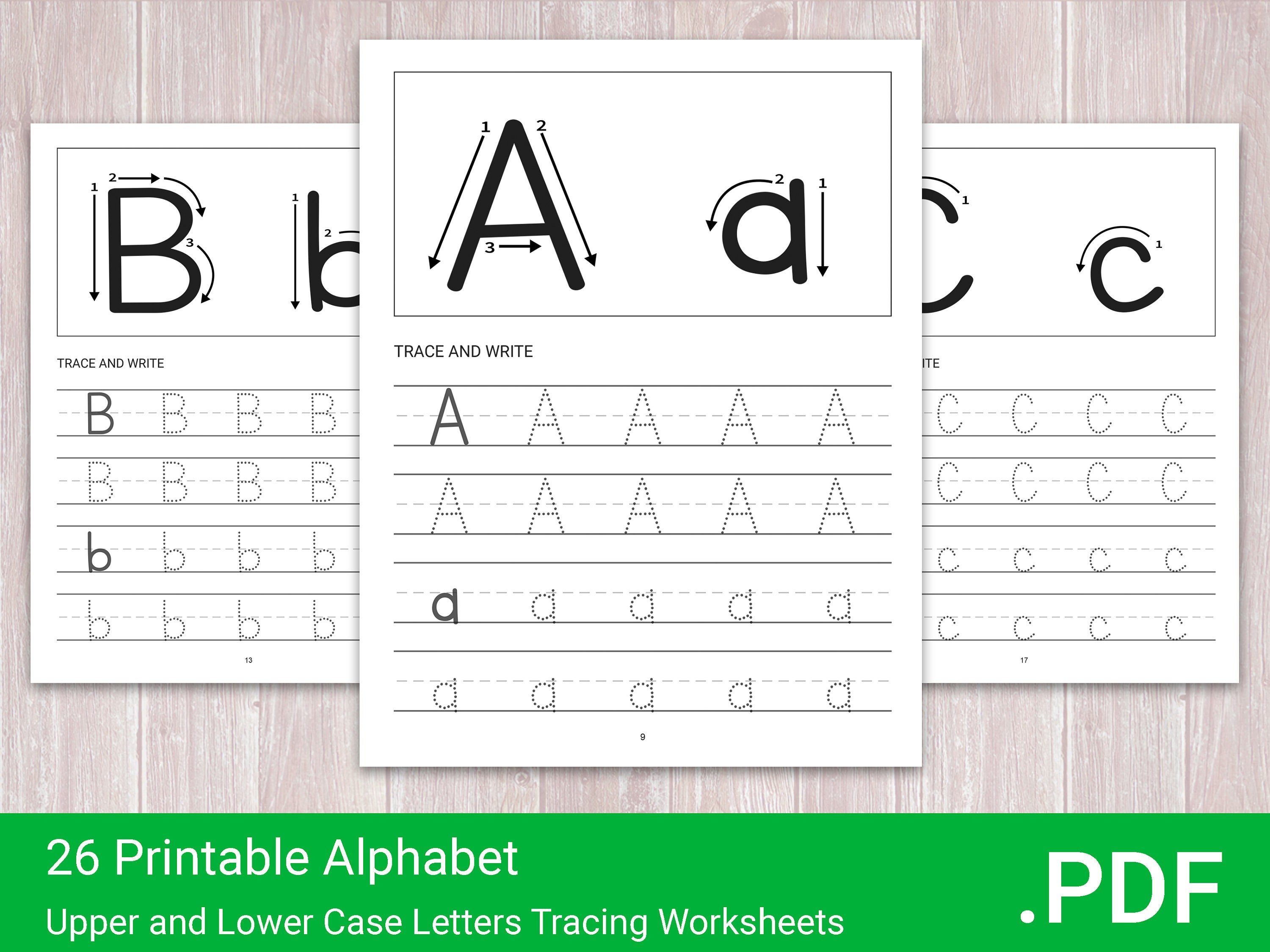 26 printable alphabet upper and lower case letters tracing etsy