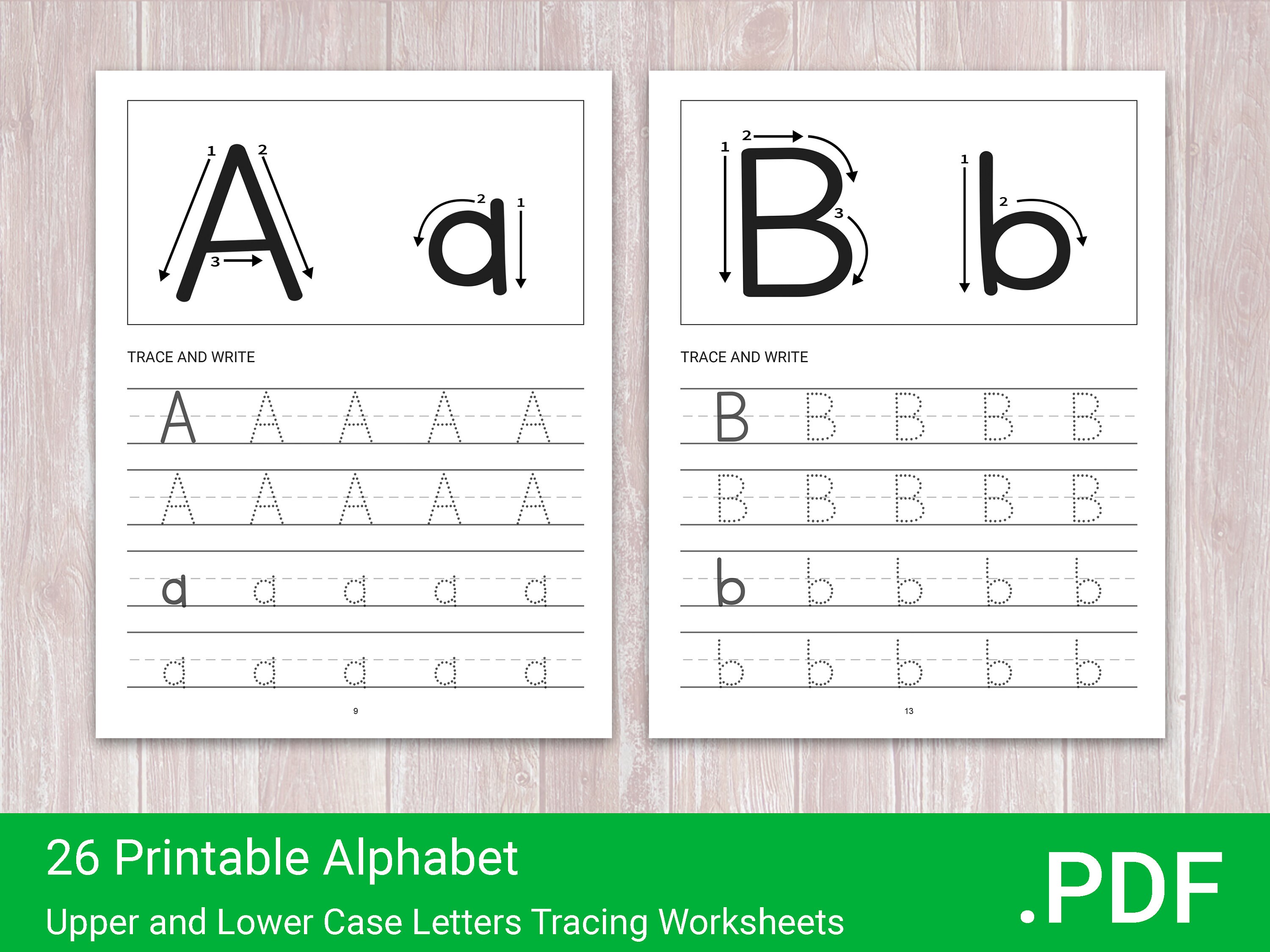 26 printable alphabet upper and lower case letters tracing etsy