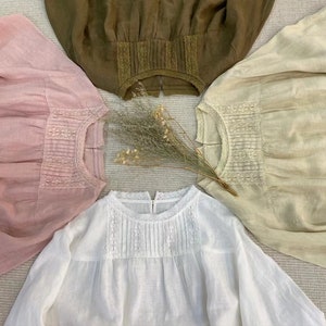 2024 blusa de lino con encaje, blusa talla grande, blusa holgada, camisa de lino, blusa plisada, mangas largas, blusa de primavera, uso casual imagen 7
