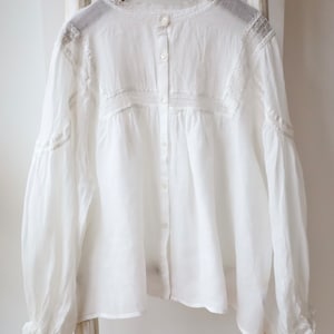 Women Vintage Ramie Solid Summer Stitching Blouse main image 1