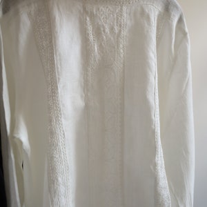 linen blouse, lace blouse, long sleeves, white blouse, with embroidery, women top, oversized blouse, summer shirt, lady blouse zdjęcie 2