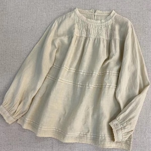 2024 linen blouse with lace, big size blouse, loose blouse, linen shirt, pleated blouse, long sleeves, spring blouse, casual wearing image 6