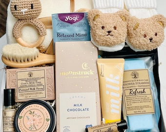 Gezellige cadeauset nieuwe moeder, zwangerschapscadeau, kraamcadeau, spa-cadeaumand, zelfzorgpakket nieuwe moeder, verzorgingspakket nieuwe moeder, cadeaumand moeder