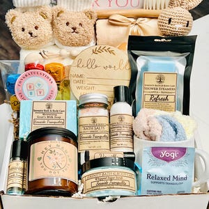 Conjunto de presente aconchegante para novas mães, presente de gravidez, presente de chá de bebê, cesta de presente de spa, pacote de autocuidado para novas mães, pacote de cuidados para novas mães, cesta de presente para mães