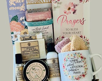 Confezione regalo cristiana per la cura di sé per le donne: set spa devozionale della fede, tazza con versetti della Bibbia, regalo di relax e preghiera, regalo di Natale per lei
