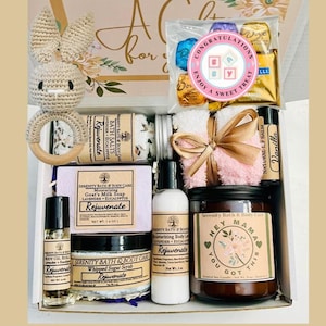 Caixa de presente personalizada para novas mamães, presente de autocuidado, presente de chocalho para bebê, presente de chá de bebê, presente para bebê para novas mamães, pacote de cuidados para a gravidez, gestantes