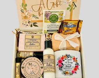 Christian Gift Box for Women – Relaxation Spa Box with Bible Verse Mug, Self Care Gift, Gift for Mom, Friend, Birthday or Christmas Gift