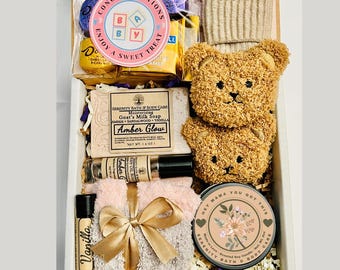 Confezione regalo per neomamme, regalo per baby shower, pacchetto per la cura di sé della futura mamma, confezione regalo per la cura post-parto, cesto regalo di congratulazioni per il neonato, regalo per spa rilassante