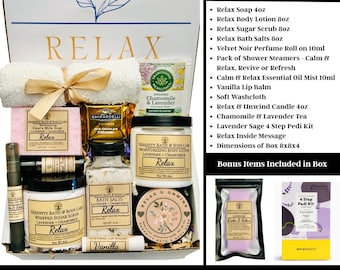 Relax Deluxe Spa Gift Box for Women, Luxury Self Care Gift Basket, Birthday Gift for Her, Thinking of You Pamper Set, Stress Relief Box