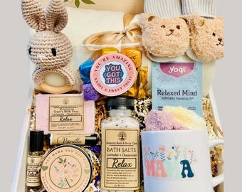 New Mom Gift Set, Hygge Gifts Deluxe Blanket Box, Cozy New Mom Gift, Thoughtful New Mom Gift, Spa Gift Basket, New Mom Self Care Package