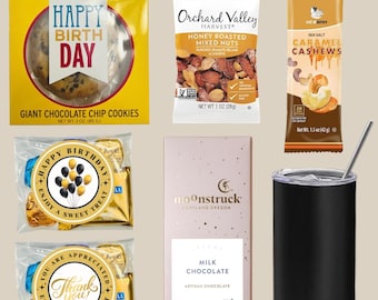 Extra spa-cadeauverpakking, Build a Box, thee, zakjes chocoladetraktatie, citroen- en chocoladekoekjes, beker, notenmix, karamelcachou
