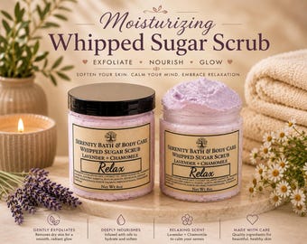 Whipped Sugar Scrub, Exfoliating & Moisturizing, Body Care Skin Care, Perfect Self Care Routine Gift, Skin Care Essential, Body Care