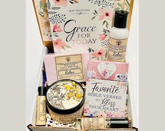 Inspirational Bible Verse Spa Gift Box, Christian Gifts for Women Faith, Personalized Birthday Gift, Thinking of you, Mother's Day Gift Box