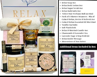 Luxury Relax Deluxe Spa Gift Box for Women, Self Care for Birthday, Mother's Day, Valentine's Day, Thank you, Christmas Gift, Sympathy Gift